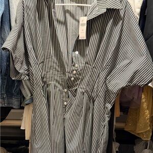 Anthropologie Black and White Striped Mini Dress